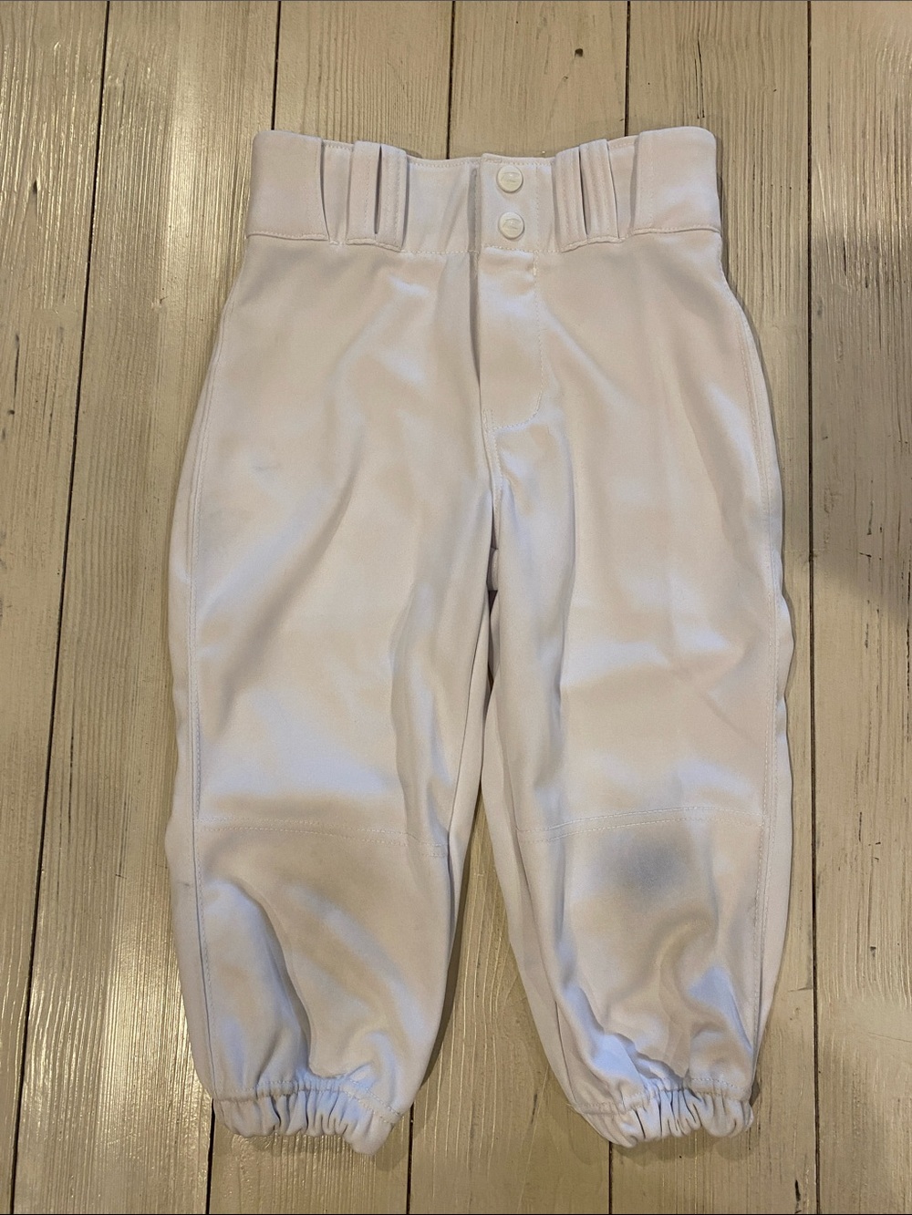 Kids White Casual Baseball Pants with Elastic
